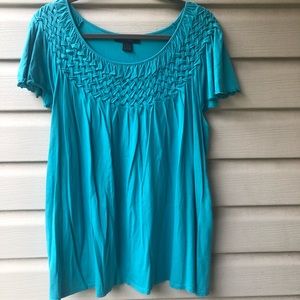 1X Style & Co. Turquoise Top Scallop Skeeved